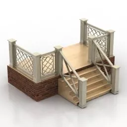 Stair Case Decorative Handrails 3d model