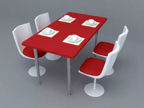 Red White Modern Dining Set 3d model Red White Modern Dining Set 3d model