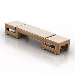 Asian Wooden Seat Panca 3d model