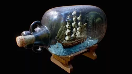 Sea Landscape With Human And Boat 3d model