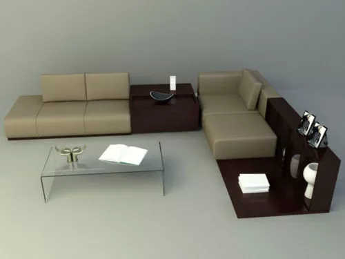 Simple Style Brown Sofa 3d model Simple Style Brown Sofa 3d model
