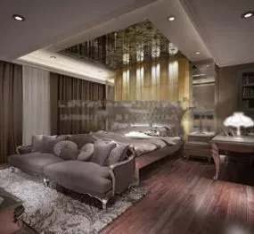 Spacious Bedroom Decoration Interior 3d model