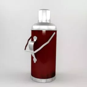 Red Thermos Bottle 3d model