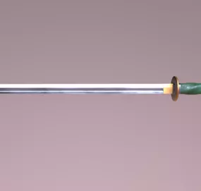 Katana Sword Straight Blade 3d model