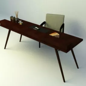 Study Table Set With Chair 3d model