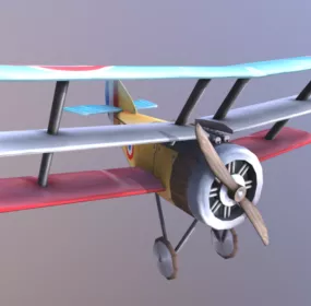 Triplane Propeller Plane 3d model