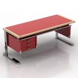 Red Paint Table Desk 3d model