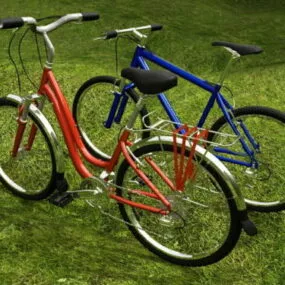 Two City And Mountain Bicycles 3d model