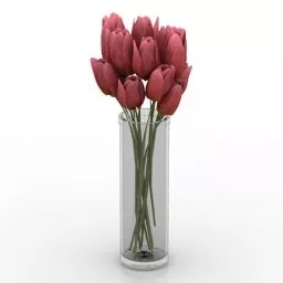 Glass Vase Red Tulips 3d model