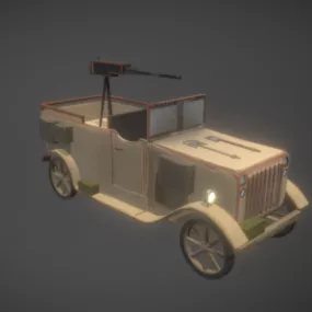 Military Vehicle With Machine Gun 3d model