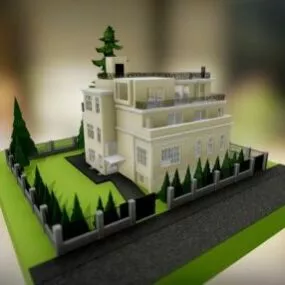 White Luxury Villa 3d model