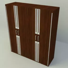 Wood Wardrobe Elegant Design 3d model