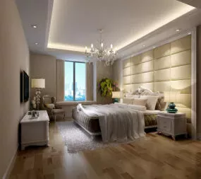 Warm Color Bedroom Interior 3d model