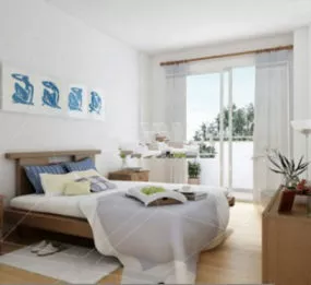 White Paint Bedrooms Interior 3d model