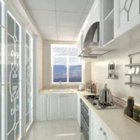 White Kitchen Design Interior 3d model
