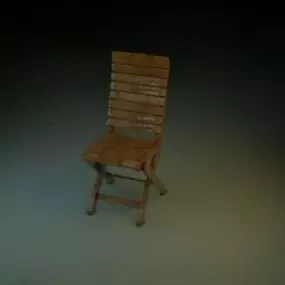 Old Folding Wood Chair 3d model