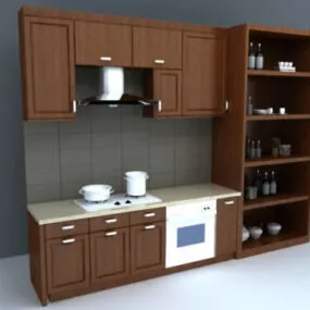 Wooden Modern Kitchen Set 3d model