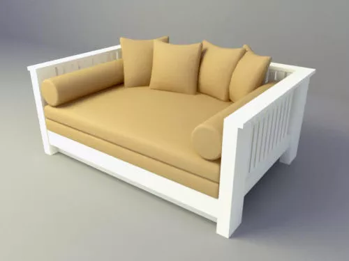White Wooden Sofa Upholstery 3d model White Wooden Sofa Upholstery 3d model