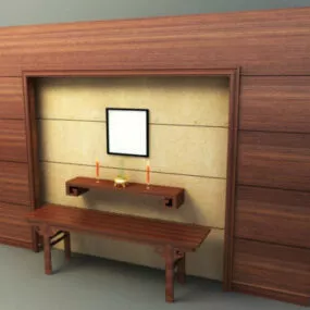 Tv Wooden Wall Panel 3d model