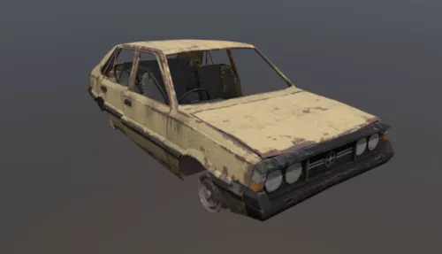 Wrecked Car Polonez 3d model Wrecked Car Polonez 3d model