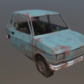 Wrecked Fiat Car 3d model