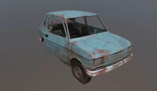 Wrecked Fiat Car 3d model Wrecked Fiat Car 3d model