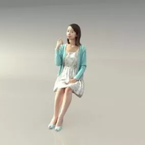 Girl Sitting Character 3d model