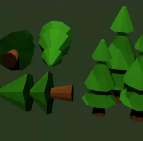 LowPoly Cartoon Tree Collection 3d model