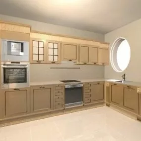 Kitchen Antique Wooden Cabinet 3d model