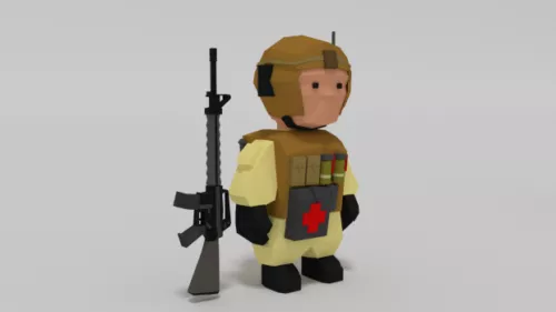 Lowpoly Rigged Cartoon Soldier 3d model Lowpoly Rigged Cartoon Soldier 3d model