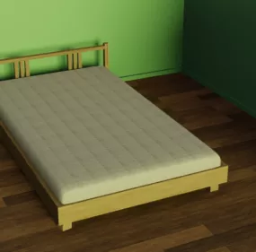 Lowpoly Double Bed 3d model