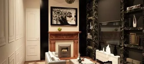 Antique Stone Fireplace With Carved Edge 3d model