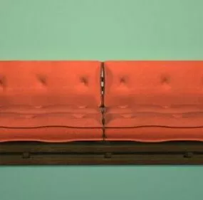 Orange Fabric Bench Sofa 3d model
