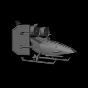 Grey Spaceship Lowpoly 3d model