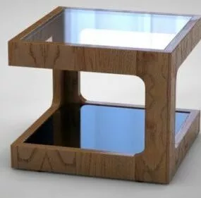 Square Wood Glass Coffee Table 3d model