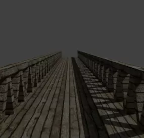 Vintage Wooden Bridge 3d model