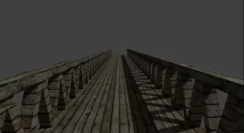 Old Curved Wooden Bridge 3d model