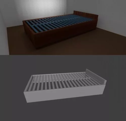 Wooden Bed Frame 3d model Wooden Bed Frame 3d model