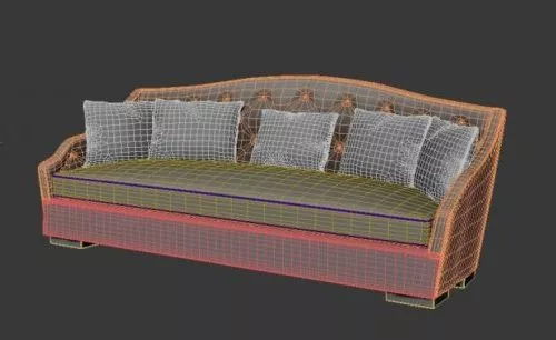 Camel Sofa With Pillow 3d model Camel Sofa With Pillow 3d model
