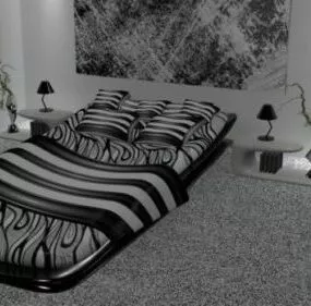 Bed With Blanket 3d model
