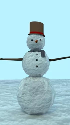 Cute Cartoon Snowman 3d model