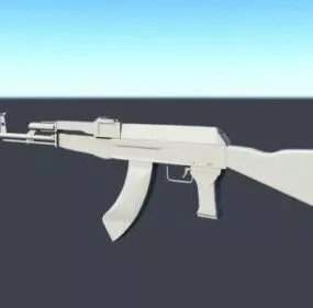 White Ak47 Lowpoly 3d model