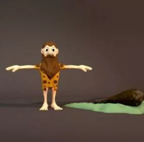 Caveman Cartoon Character 3d model