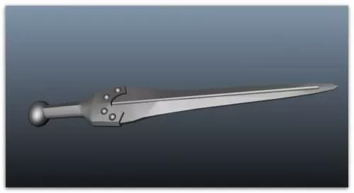 Gold Sword Carved Handle 3d model