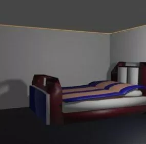 Single Bed Wooden 3d model