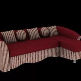Vintage Red Stripe Fabric Sofa 3d model