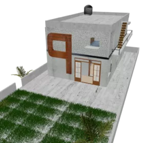 Small Modern House Stone Material 3d model