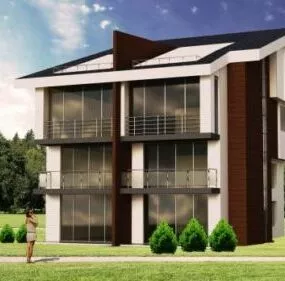 Modern House With Glass Facade 3d model