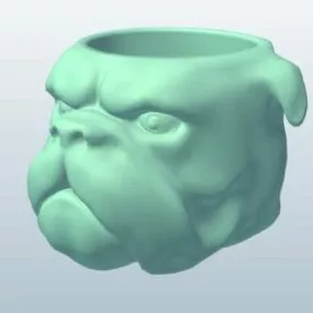 Head Bowl Bulldog Sculpture 3d model
