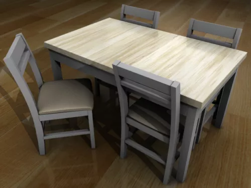 4 Wood Chairs Dining Set 3d model 4 Wood Chairs Dining Set 3d model